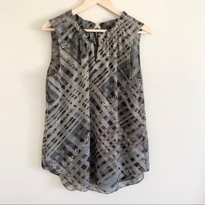 CAbi Gray Graph Trellis Keyhole Tank Top